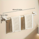 Sieninis rank&scaron;luosčių laikiklis be gręžimo, baltas,  Balta 60cm