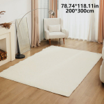 Pūkuotas baltas kilimas svetainei, 78,74 * 118,11 colio / 200 * 300 cm
