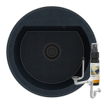 Kriauklė granito Granitan Arno Auksinė apvali sifonas rinkinys