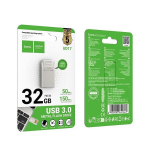 USB laikmena &bdquo;hoco&ldquo; Ud17 32gb Usb 3.0 / Usb-c atmintinė, metalinė, sidabrinė