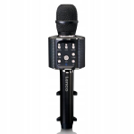 Karaoke mikrofonas su bluetooth garsiakalbiu rgb ap&scaron;vietimu aku usb micro sd efektais