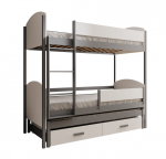 Dviauk&scaron;tė vaiki&scaron;ka lova ADRK Furniture Leia, 180x80 cm, pilka/balta