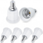 Scnnc E14 į E27 adapterio keitiklis, 120 &deg;c auk&scaron;tai temperatūrai atsparus lempos laikiklis E14 į E27 lempos lizdo adapteris, E14 į E27 lizdas Led halogeninėms energiją taupančioms lemputėms, baltas, 6 vnt.