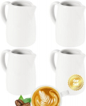 Getgastro pieno ąsotėlių rinkinys, 4 vnt., porcelianas, balta spalva, 0,15 litro, 8,3 cm auk&scaron;čio, pieno indas kavos pienui, kavos priedai maitinimo įstaigoms ir vie&scaron;bučiams, klasikiniai ąsotėliai kavos staliukui, pusryčių bufetui