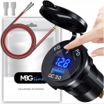 Greitas motociklinis automobilinis įkroviklis 3x Usb Voltmeteris 63w Typ-c Pd 45w