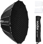 Godox qr-p120t 120 cm parabolinis greito atleidimo softbox su korio grotelėmis, lanko laikikliu, priekiniu difuzoriumi, ne&scaron;iojimo krep&scaron;iu, skirtas godox ms300, ms300-v, sk400ii, qt400iii, qt600iii, sl60w, sl60ii