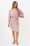 Moteri&scaron;kas chalatas i&scaron; gofruoto &scaron;ilko CREME FOLD 7205/050 Giulia, spalva soft rose