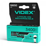 Įkraunama baterija Videx Li-Ion 18650-P, 3400mAh, 3.7V (1 vnt.)