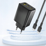 Dudao A29 65w Gan tinklo įkroviklis: 2x Usb-c, 1x Usb-a, juodas