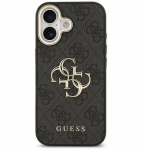 &bdquo;Guess&ldquo; &bdquo;Apple iPhone 17&ldquo; PU odinis 4G metalinis logotipo dėklas, auksiniu rėmeliu, &bdquo;MagSafe&ldquo; juodas