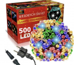 500LED įvairių spalvų lempučių lauko girlianda, 35m. flash