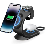 Telefono laikiklis Telefono laikiklis su nuotolinio įkrovimo funkcija telefonui, laikrodžiui, ausinėms