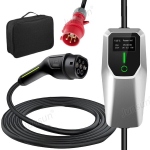 2 tipo Ev Mobile Wallbox Elektromobilių įkroviklis - Junsun 11 kW 16A 3 fazė 6m Tinka visiems elektromobiliams (su laikymo mai&scaron;eliu)