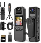 Kūno kamera 1080P su ekranu ir garso įra&scaron;u, 128 GB