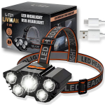 Įkraunamas USB LED priekinis žibintas LIVMAN L-T21 su 5 LED ir 4 ap&scaron;vietimo režimais, 800mAh, 10W, 300 liumenų