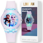 Vaiki&scaron;kas laikrodis su animacinėmis princesėmis LIVMAN KR-3257 su spalvingomis LED lemputėmis
