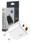 Greitasis įkroviklis adapteris FIT2, 30W (USB A +Type C), FITK22-W, baltas