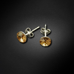 Sidabriniai auskarai moterims DiamondSky Classic II Golden Shadow su Swarovski kristalais
