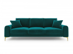 Keturvietė sofa Mazzini Sofas Madara, &scaron;viesiai žalia/auksinės spalvos
