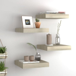 Pakabinamos lentynos VidaXL, 4 vnt., 23x23,5x3,8 cm, ąžuolo