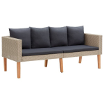 Dvivietė sodo sofa su pagalvėlėmis, ruda