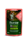 Monge Bwild Cat Pouches Grain Free sterilizuotoms suaugusioms katėms su la&scaron;i&scaron;a, krevetėmis ir daržovėmis, 85 g