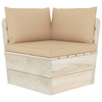 Kampinė sodo sofa i&scaron; palečių su pagalvėlėmis, ruda