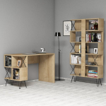Ra&scaron;omasis stalas su knygų lentyna Kalune Design 845 (IV), juodas/&scaron;viesiai rudas
