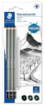 Staedtler Mars Lumograph pie&scaron;tukinė anglis, 4 vnt. + mai&scaron;ytuvas