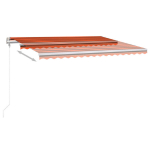 Markizė su led/vėjo jutikliu vidaXL, oranžinė/ruda, 450x300 cm