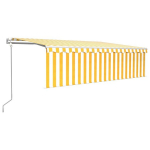 Automatinė markizė su LED/vėjo jutikliu vidaXL 5x3m geltona/balta