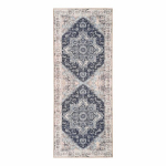Vintažinis įėjimo kilimėlis 80x200 cm mėlynos ir smėlio spalvos poliesterio - FAGUO