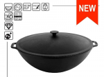 WOK ketaus keptuvė su dangčiu, 36 cm