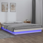 Lovos rėmas su led, baltos spalvos, 160x200cm, medienos masyvas