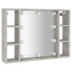 Veidrodinė spintelė su led, betono pilka, 76x15x55cm