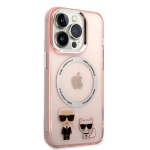 Karl Lagerfeld MagSafe Compatible Case Karl and Choupette skirtas iPhone 14 Pro Max, rožinis