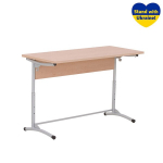 Mokyklinis stalas NOWY STYL, E-173 ALU, dvivietis, beržas