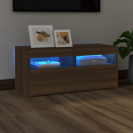 Tv spintelė su led ap&scaron;vietimu, ruda ąžuolo, 90x35x40cm