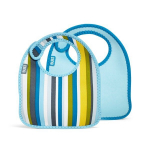 Rinkinys i&scaron; 2 kūdikio seilinukų BUILT Mess Mate, Baby Blue Stripe