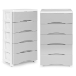 Shelf Unit with 5 Pull-Out Drawers and Wheels Grey ModernHome