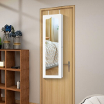Costway papuo&scaron;alų spintelė pakabinama laikymo spintelė su LED ap&scaron;vietimu 36,5 x 11,5 x 120 cm balta
