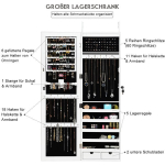 Costway papuo&scaron;alų spintelė su 15 LED lempučių ir viso ilgio veidrodžiu bei tvirtinimo prie durų / sienos baltos spalvos