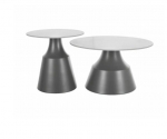 2- jų kavos staliukų komplektas Signal meble Itaka, baltas/sidabrinis