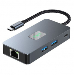 7in1 USB C adapteris su HDMI, USB, SD/TF, RJ45, PD (Grafito spalva)