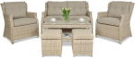Lauko baldų komplektas TRIVENTO 2 + su pufais, Beige
