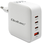 Įkroviklis tinklo 140w gan 5-20v 2.5-5a 3 x usb-c pd 1 usb qc 3.0 baltas Qoltec