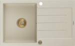 Granitinė virtuvinė plautuvė Mexen Bruno su sifonu, Beige+Gold, 795 x 495 mm