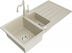 Granitinė virtuvinė plautuvė Mexen Andres su mai&scaron;ytuvu ir sifonu, Beige