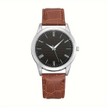 Vyri&scaron;kas laikrodis odiniu dirželiu kvarcinis. variant-102986, Roman Brown su juodu veidu