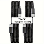USB C greito įkrovimo kabelis, 2vnt - Juoda